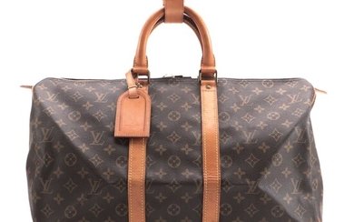 Louis Vuitton Keepall 45 Bag in Monogram Canvas and Vachetta Leather