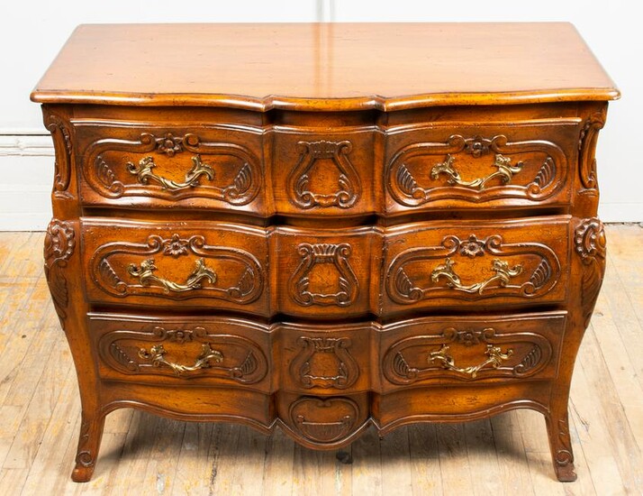 Louis XV Provincial Style Carved Fruitwood Commode