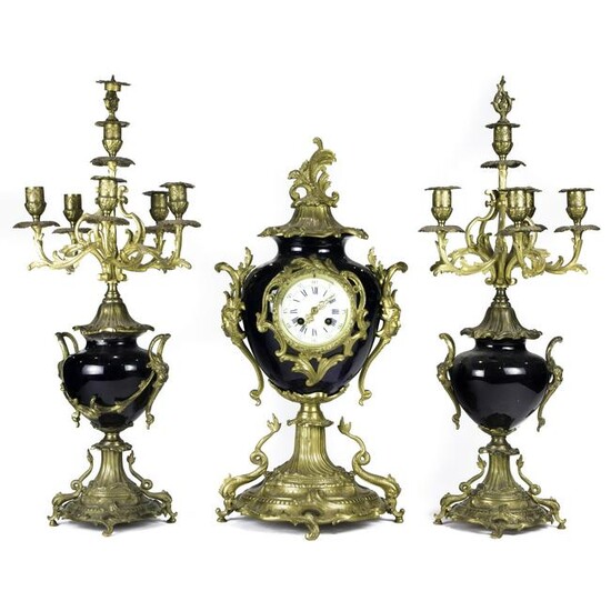 Louis XV style mounted porcelain garniture, by P