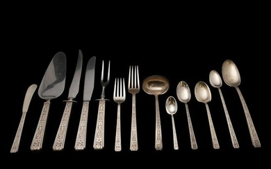 Lunt Chased Classic Sterling Silver Flatware Set.