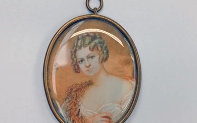 MANNER OF MELLONI YOUNG LADY WITH A FEATHER BOA BEARS SIGNAT...