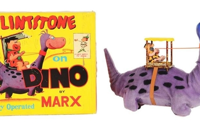 MARX BATTERY-OPERATED FRED FLINTSTONE ON DINO TOY IN