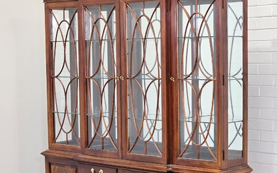 Mahogany display case with astragal panel doors by Thomasville (233 x 197 x 44cm)