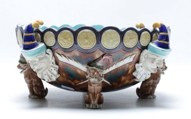 Majolica 'Punch And Toby Punch Bowl (Hairline Crack To Inside)
