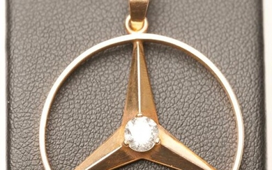 Mercedes-Benz 18K Gold & Solitaire Diamond Pendant
