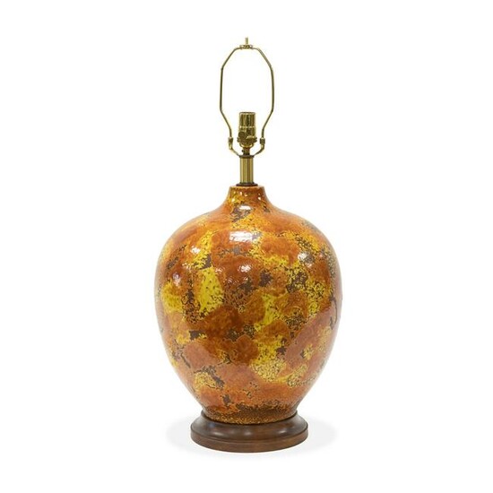 Mid Century Large Glazed Pottery Lamp