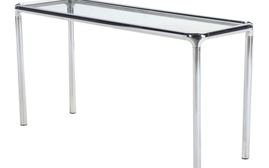 Mid Century Modern Style Chrome Glass Top Console Table, Mid to Late 20th C.