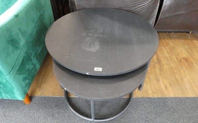 Modern nesting pair of black circular coffee tablesCondition Report There...