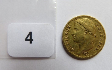Monnaie or - 20 Francs Napoléon Ier, tête laurée, empire français 1813 A TB+ rayures