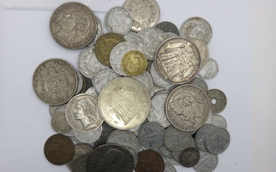 Monnaies - France - Lot de 100 monnaies diverses dont 8 en argent (1 x...