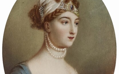 Monogrammé D.J.19e s. Portrait d'une dame noble R. u. monogrammé D.J. Aquarelle et couleurs opaques...