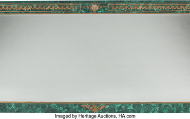 Monumental French Louis XVI-Style Malachite Veneered Miroe with Gilt Bronze and Mother of Pearl Mounts
