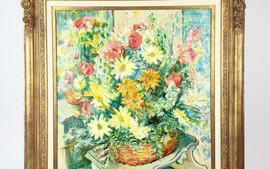 Munson Mandias "Still Life Flowers Painting"