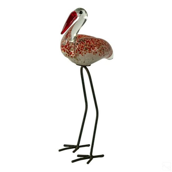 Murano Italian Art Glass Fine Crane Bird Sculpture