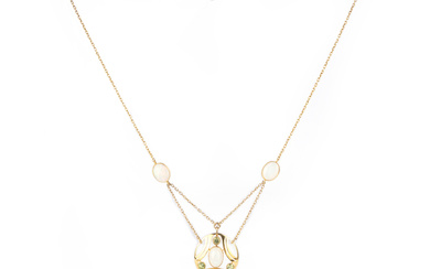 Murrle Bennett, an Arts & Crafts gold, opal, chrysoberyl and pearl necklace