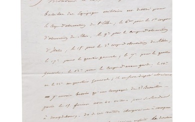 Napoleon I - a letter, signed "NP", to Minister Comte de Cessac ordering troop transfers, dated