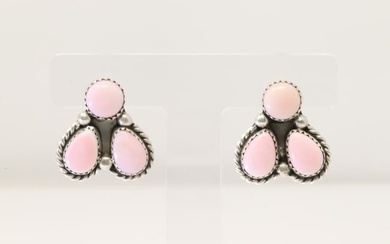 Native America Navajo Sterling Silver Pink Concho Post Earring's By Freida Martinez.