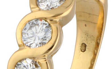 No Reserve - 18K Geelgouden demi-alliance ring bezet met ca. 1.05 ct. diamant.