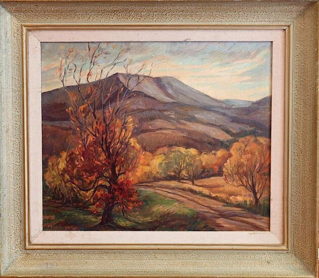 OIL PAINTING ON CANVAS OF A MOUNTAIN VIEW