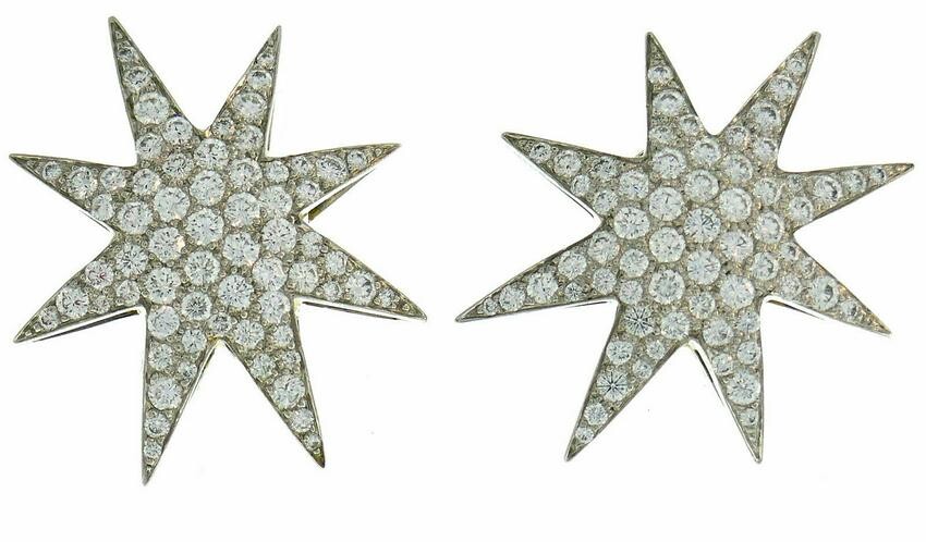 OSCAR HEYMAN Diamond Platinum EARRINGS Star Clip-on