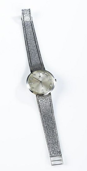 Omega 14k white gold and diamond wristwatch.