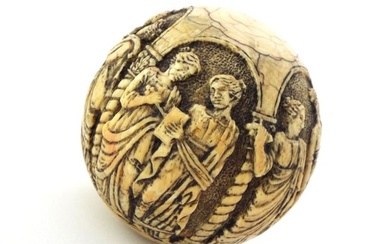 One of a Kind VERY FINE 17th C. Billiard Ball Hand Carved by Denis Holler