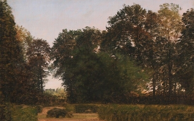P. C. Skovgaard: Path in the garden, Nysø. Unsigned. Certified by Niels Skovgaard. Oil on canvas. 39×52 cm.