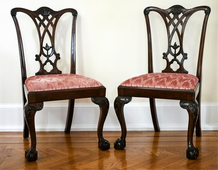 PAIR OF ANTIQUE CHIPPENDALE STYLE CHAIRS