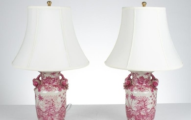 PAIR OF CHINESE EXPORT PORCELAIN VASES, AS LAMPS