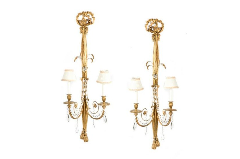 PAIR OF EARLY 19TH C GILDED WALL SCONCES