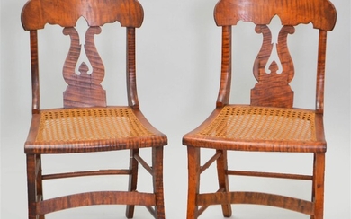 PAIR OF LATE FEDERAL TIGER MAPLE SIDE CHAIRS