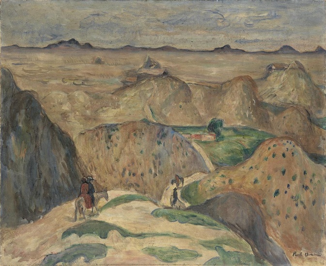 PAUL BURLIN Riders in a Western Landscape. Oil on canvas, circa 1916. 505x755...