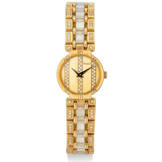 PIAGET | POLO, REFERENCE 8240 A YELLOW GOLD, DIAMOND-SET AND ROCK CRYSTAL BRACELET WATCH, CIRCA 1990