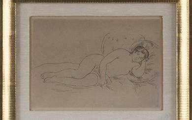 PIERRE-AUGUSTE RENOIR (France, 1841-1919), “Femme Nue Couchee”, 1906., Drypoint etching