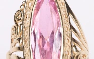 PINK CITRINE MARQUISE 14K GOLD RING