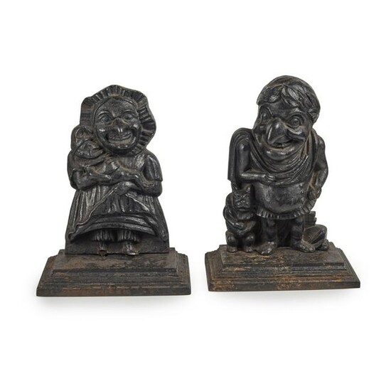 PUNCH AND JUDY CAST IRON DOOR STOPS LATE 19TH/EARLY