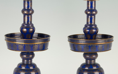 Pair Chinese Qing Cloisonne Candlesticks