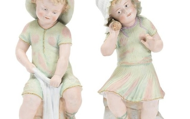 Pair German Bisque Figurines, Marked Germany