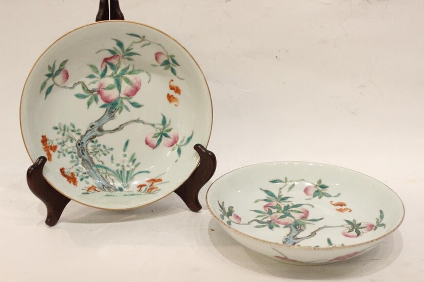 Pair Qing Chinese Famille Rose Porcelain Plates,Ma
