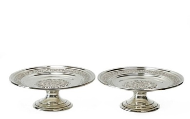 Pair Reed & Barton Sterling Silver Tazzas Floral Decoration, 1937