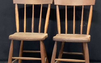 Pair Vintage Carved Wood Chairs