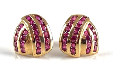 Pair of 14K Gold Ruby Stud Earrings