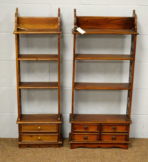 Pair of 20th C waterfall bookcases.