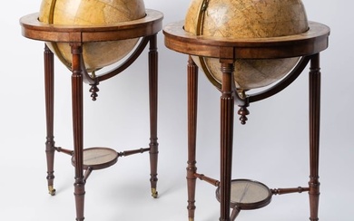 Pair of George III Terrestrial and Celestial 18-Inch Mahogany Globes by W. & T. M. Bardin Circa 1805