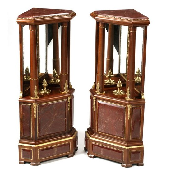 Pair of Gilt Bronze and Marble Mounted Corner
