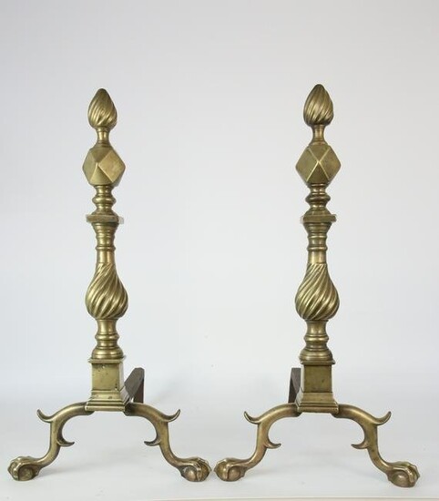 Pair of New York Brass Andirons, 18th Century