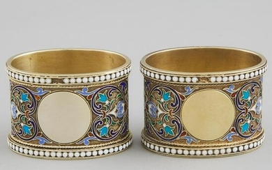 Pair of Russian Silver-Gilt and Cloisonné Enamel