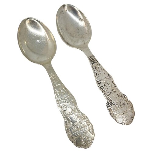 Pair of Silver Norwegian Children's Feeding Spoons. 61g. Nor...