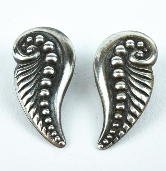 Pair of Vintage Sterling Silver Wing Form Earrings