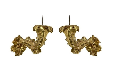 Pair of arms in gilded wood, XVIII / XIX century